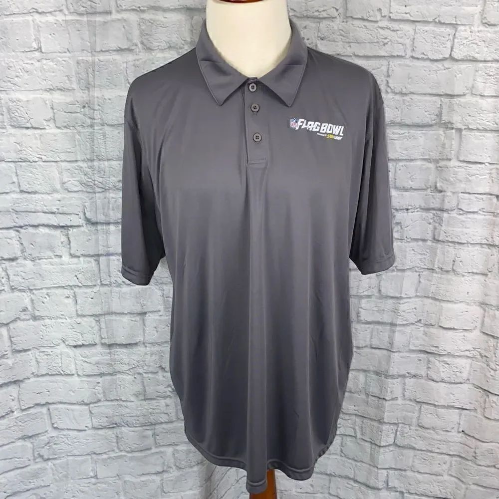 Augusta NFL flag football 3 button short sleeve polo grey sz XXL men